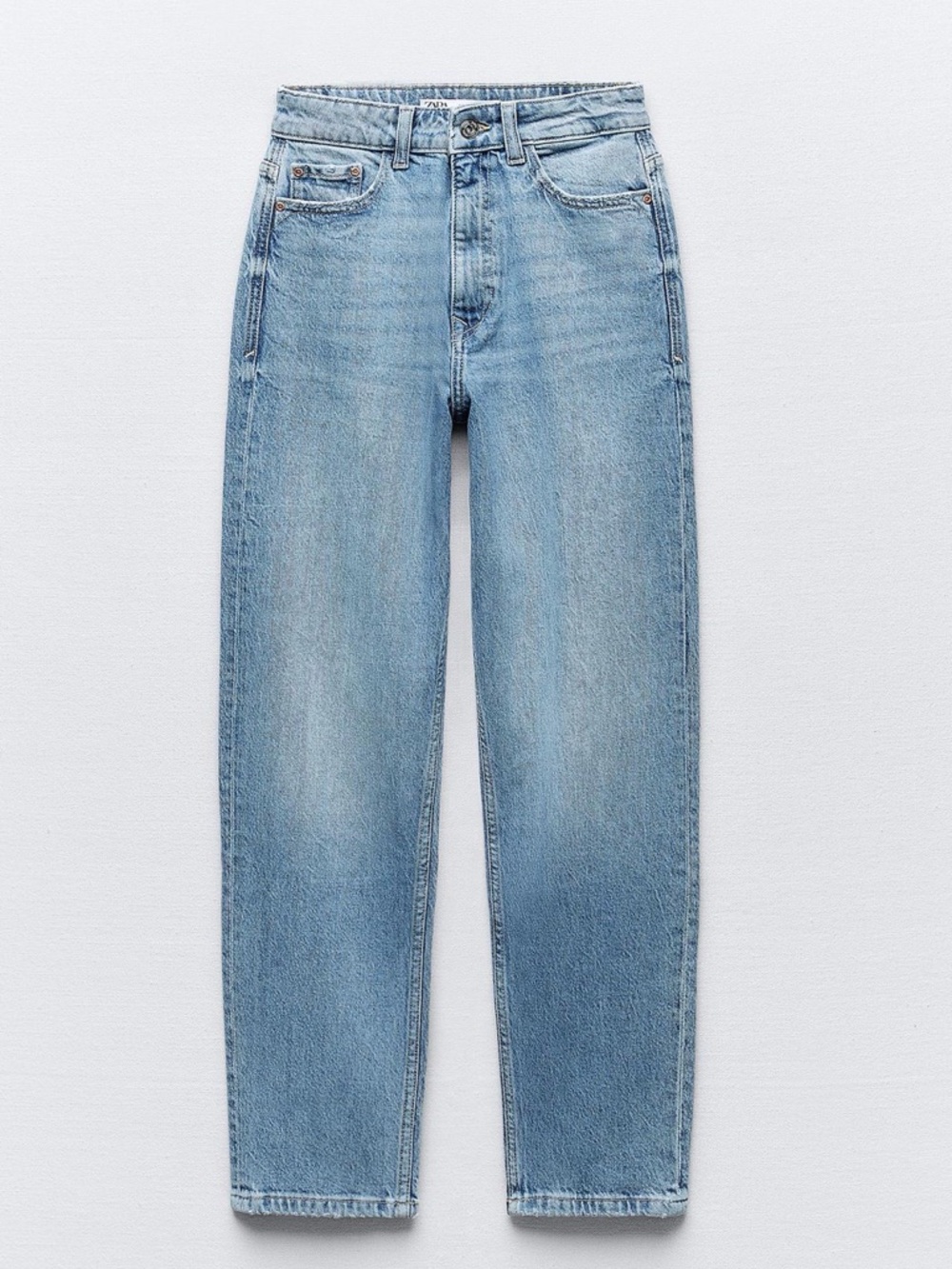 Zara Light Wash Cropped Straight Jeans